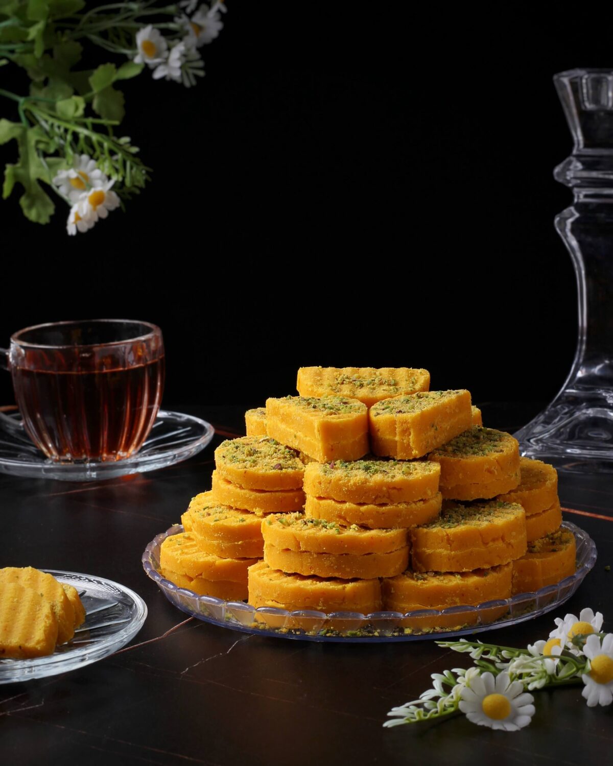حلوای زعفرانی دیس با چای